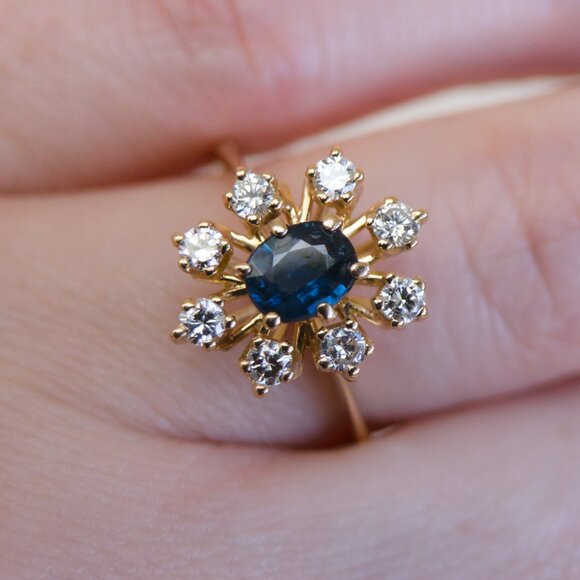 Appraised Jean-Thierry Bondt 18k Sapphire & Diamond Daisy Ring · Size 7.25 - Picture 7 of 14
